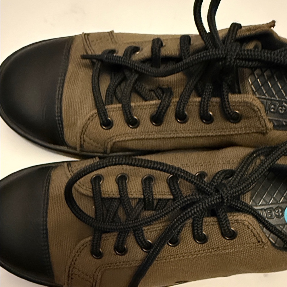 Woobies Casual Women's Olive Canvas Sneakers with Black Cap and Laces